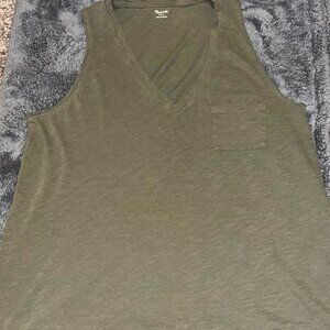 Army Green Deep V Tank Top